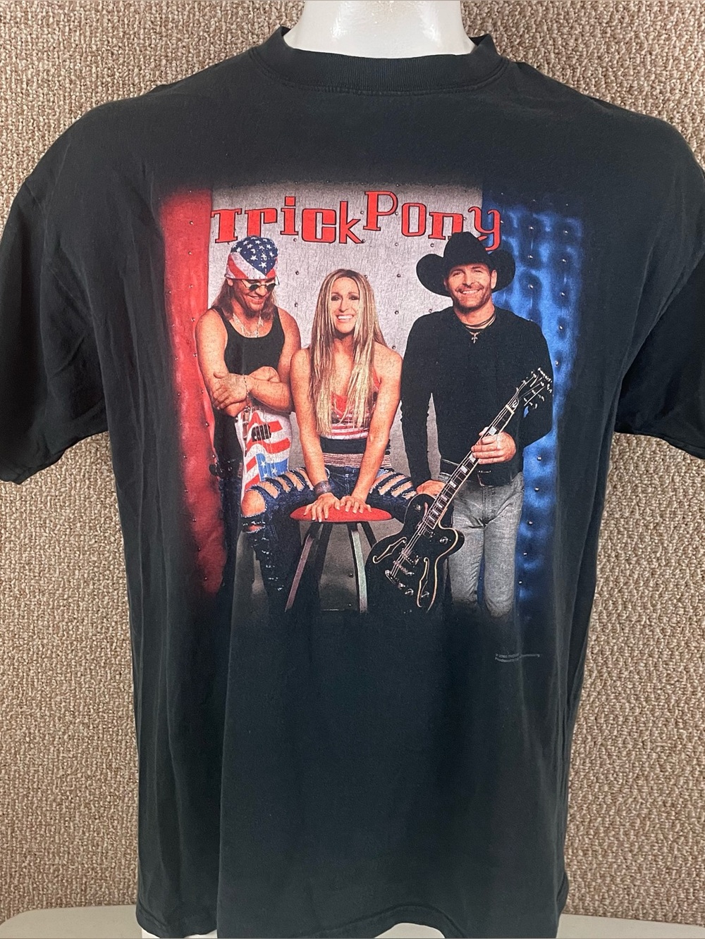 Trick Pony Shirt Size XL Y2K 2002 Tour Short Sleeve Country Rock Band Anvil A86